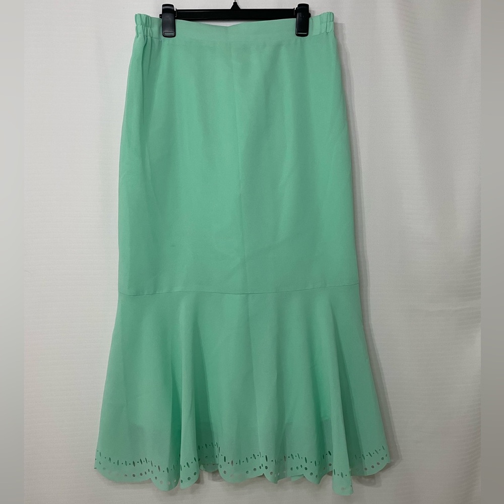 Tally Taylor Mint Green Eyelet Hem Midi Skirt Women’s 16W Fully Lined